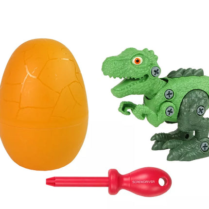 Oranžinis dinozauro kiaušinis su išardomu žaliu dinozauru