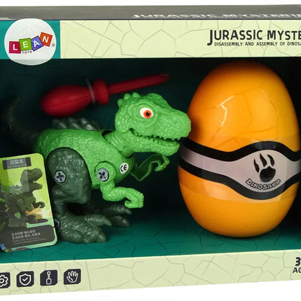 Oranžinis dinozauro kiaušinis su išardomu žaliu dinozauru