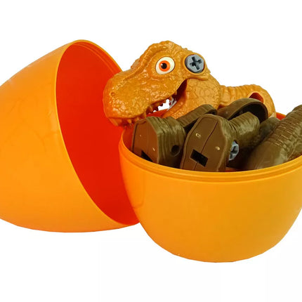 Orananžinis dinozauro kiaušinis su išardomu dinozauru