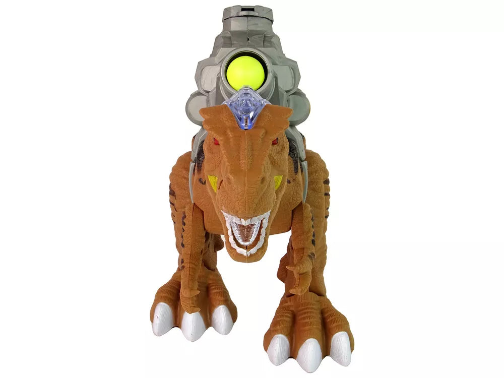 Rudas dinozauras su katapulta