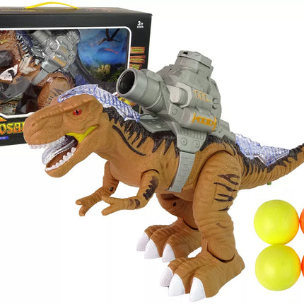 Rudas dinozauras su katapulta