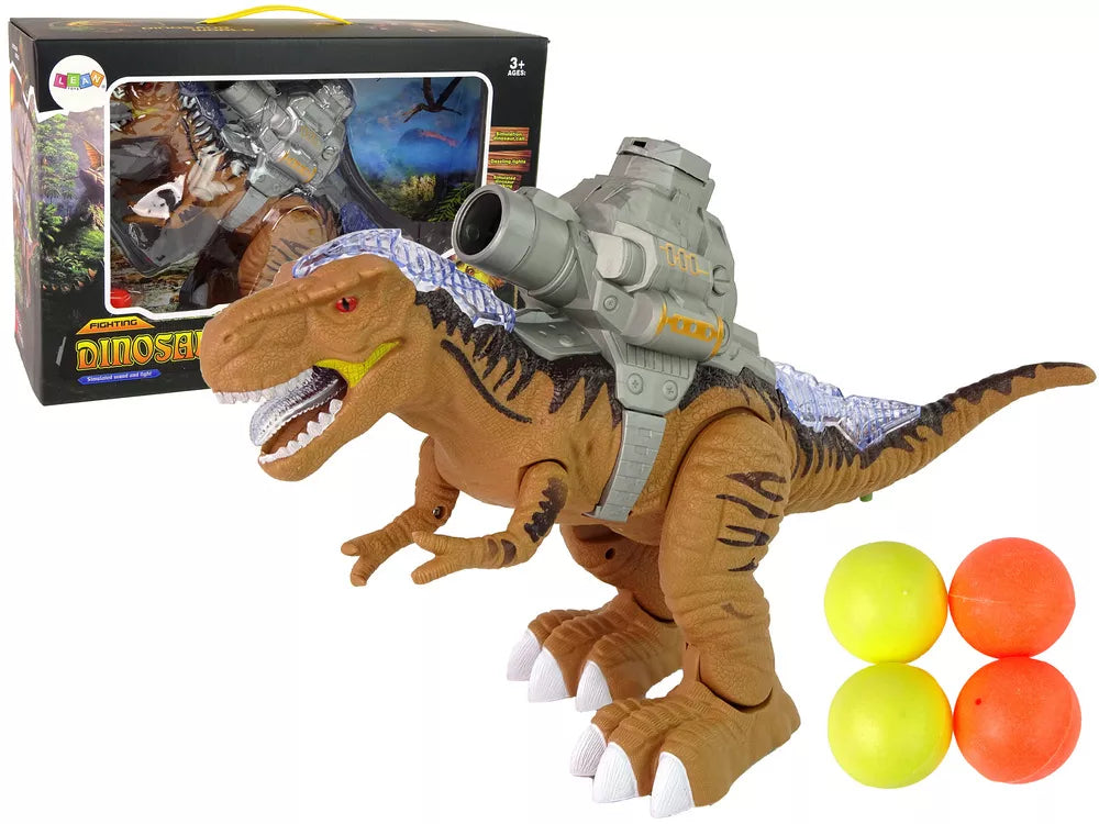 Rudas dinozauras su katapulta