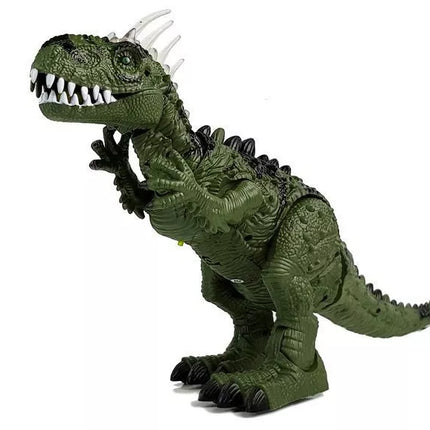 Baterijomis maitinamas žalias dinozauras su dinozauro kiaušinias