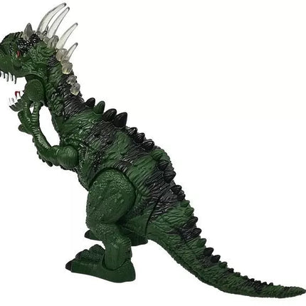 Baterijomis maitinamas žalias dinozauras su dinozauro kiaušinias