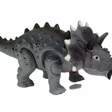 Baterijomis maitinamas pilkas Triceratops dinozauras
