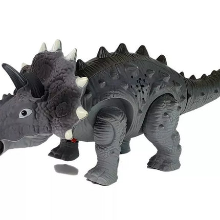 Baterijomis maitinamas pilkas Triceratops dinozauras