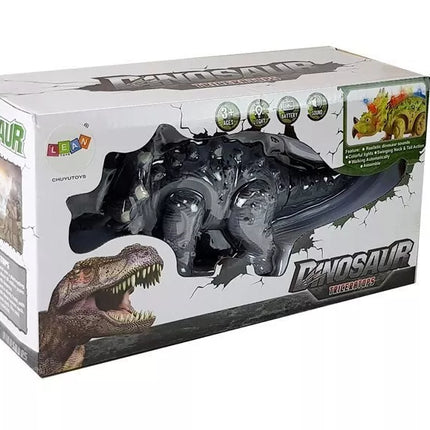 Baterijomis maitinamas pilkas Triceratops dinozauras