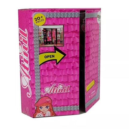 Lėlė su violetine suknele ir aksesuarais