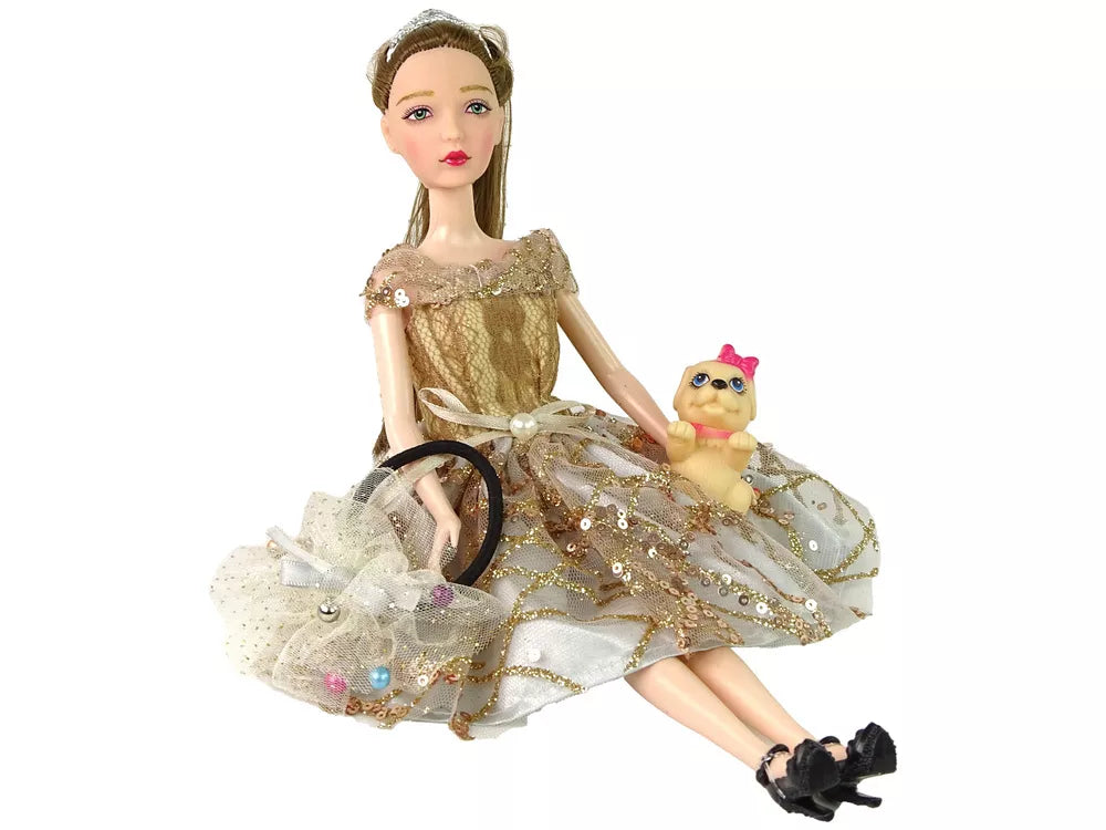 Lėlė Emilija su ilgais plaukais ir šuniuku