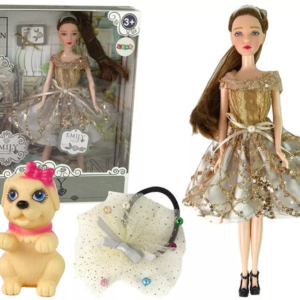 Lėlė Emilija su ilgais plaukais ir šuniuku