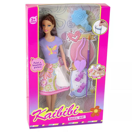 Ilgaplaukė lėlė su tapoma suknele