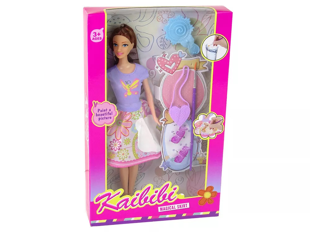 Ilgaplaukė lėlė su tapoma suknele