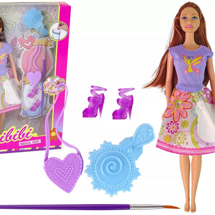 Ilgaplaukė lėlė su tapoma suknele