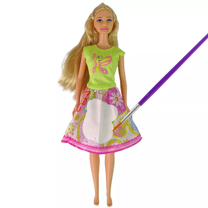 Ilgaplaukė lėlė su tapoma suknele