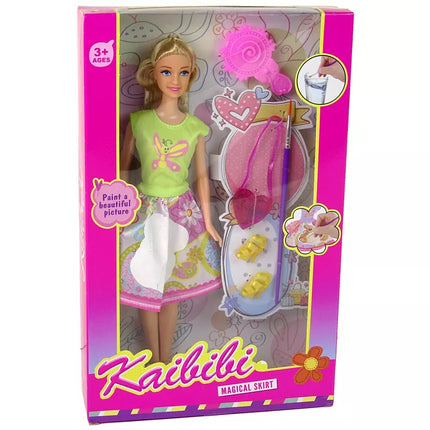 Ilgaplaukė lėlė su tapoma suknele