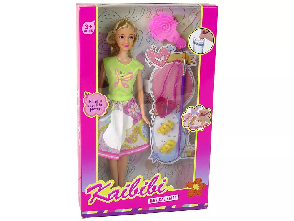 Ilgaplaukė lėlė su tapoma suknele