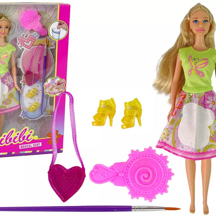 Ilgaplaukė lėlė su tapoma suknele