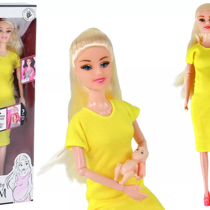 Nėščia lėlė su geltona sukenle