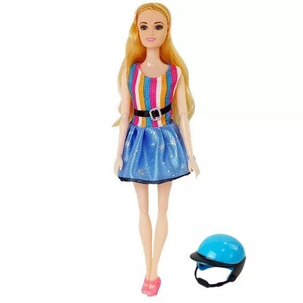 Lėlė su motoroleriu ir šalmas