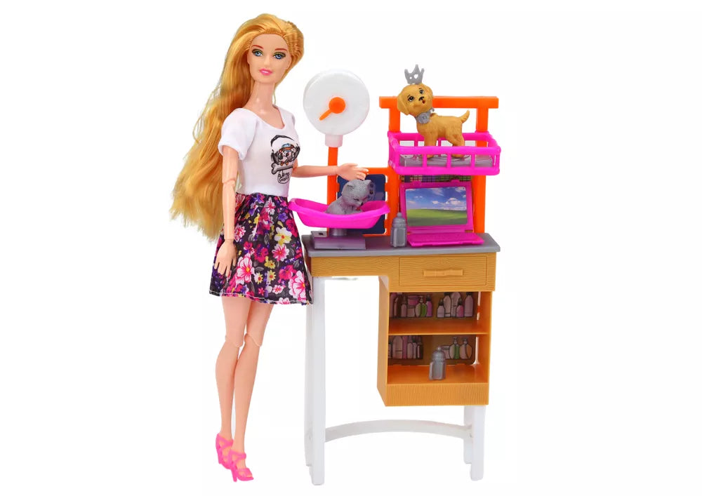 Lėlių rinkinys su gyvūnais ir veterinarijos priedais