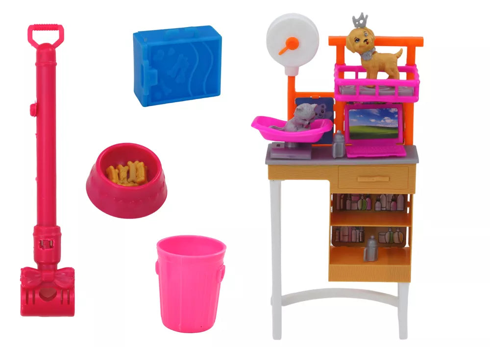 Lėlių rinkinys su gyvūnais ir veterinarijos priedais