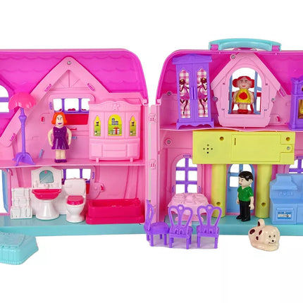 Lėlių rožinis namelis su baldais ir aksesuarais