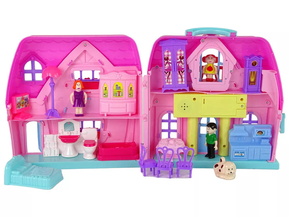 Lėlių rožinis namelis su baldais ir aksesuarais