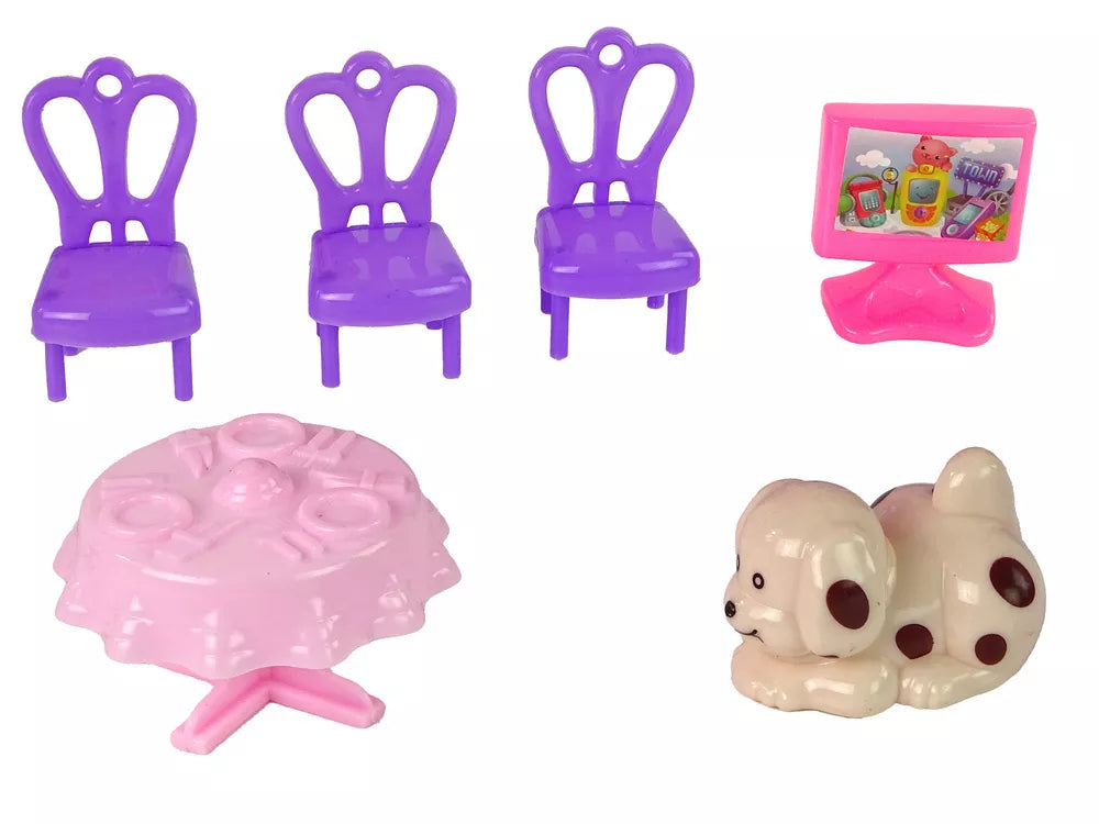 Lėlių rožinis namelis su baldais ir aksesuarais