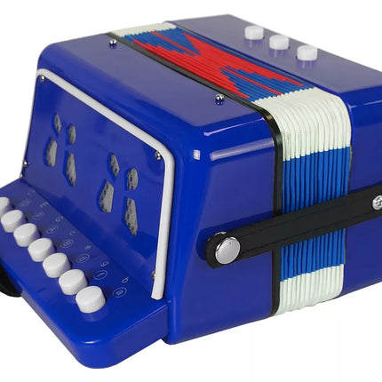 Mėlynas akordeono instrumentas mažajam muzikantui