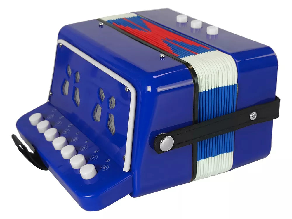 Mėlynas akordeono instrumentas mažajam muzikantui