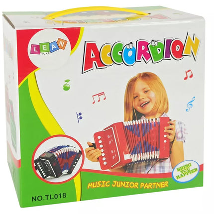 Mėlynas akordeono instrumentas mažajam muzikantui