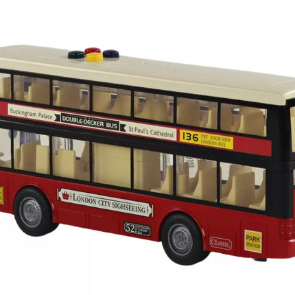 Dviejų aukštų raudonas miesto autobusas