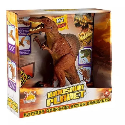 Rudas baterijomis maitinamas riaumojantis dinozauras Tiranosaurus