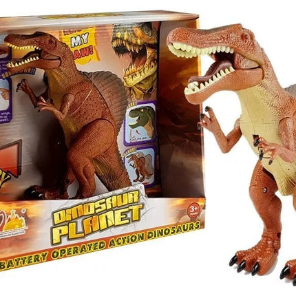 Rudas baterijomis maitinamas riaumojantis dinozauras Tiranosaurus