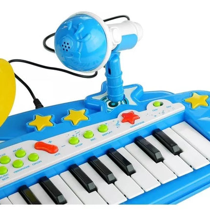 Didelis elektirnis pianinas su 37 klavišais ir mikrofonu