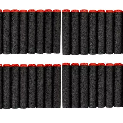 Didelis raudona/juodas šautuvas su šoviniais ir taikikliu