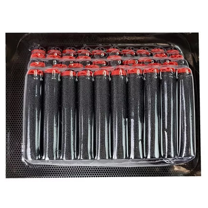 Didelis raudona/juodas šautuvas su šoviniais ir taikikliu