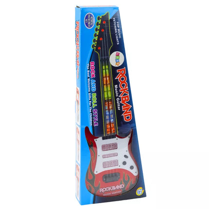 Elektrinė raudona gitara vaikams su šviesos ir melodijos efektu