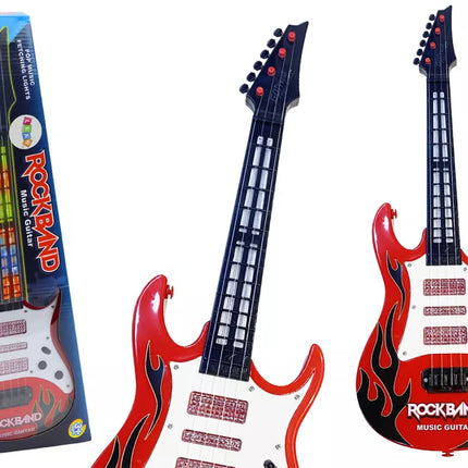 Elektrinė raudona gitara vaikams su šviesos ir melodijos efektu