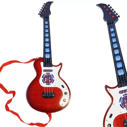 Elektrinė raudona gitara vaikams su šviesos ir melodijos efektu
