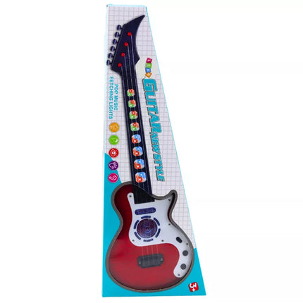 Elektrinė raudona gitara vaikams su šviesos ir melodijos efektu