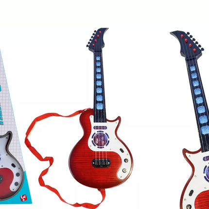 Elektrinė raudona gitara vaikams su šviesos ir melodijos efektu