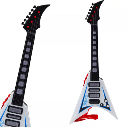 Balta elektrinė gitara vaikams su šviesos ir melodijos efektais