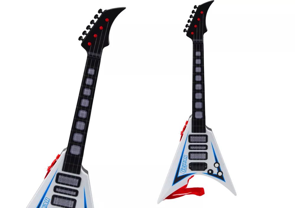 Balta elektrinė gitara vaikams su šviesos ir melodijos efektais