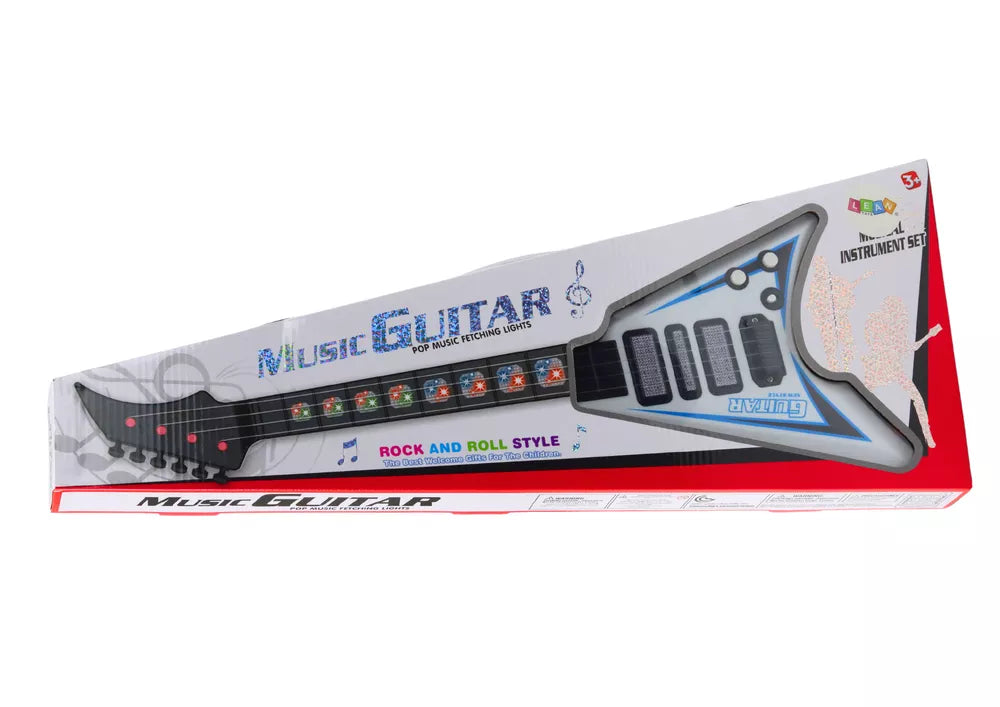 Balta elektrinė gitara vaikams su šviesos ir melodijos efektais
