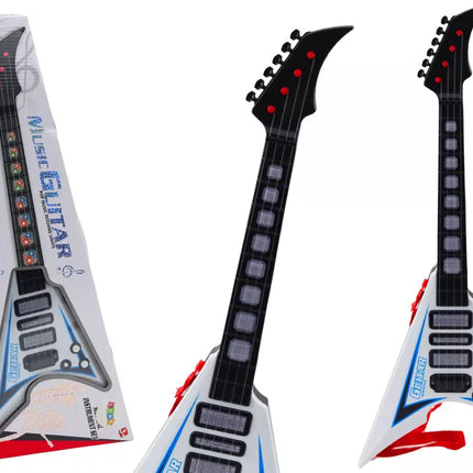 Balta elektrinė gitara vaikams su šviesos ir melodijos efektais
