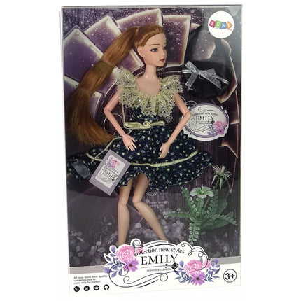 Modelis lėlė Emily su rankine ir gėlėmis