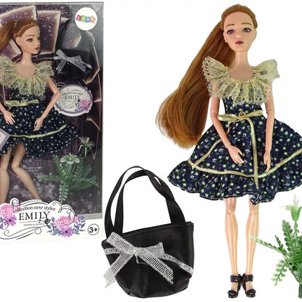 Modelis lėlė Emily su rankine ir gėlėmis