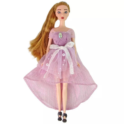 Ilgaplaukė lėlė Emilija su katinu ir gėlėmis