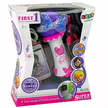 Rožinis/violetinis pasakų mikrofonas mažam atlikėjui